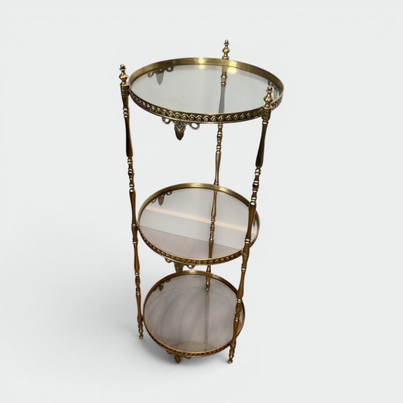 Guéridon Rond Laiton et Verre, Maison Jansen, France, vers 1940 | Maison BARROIS