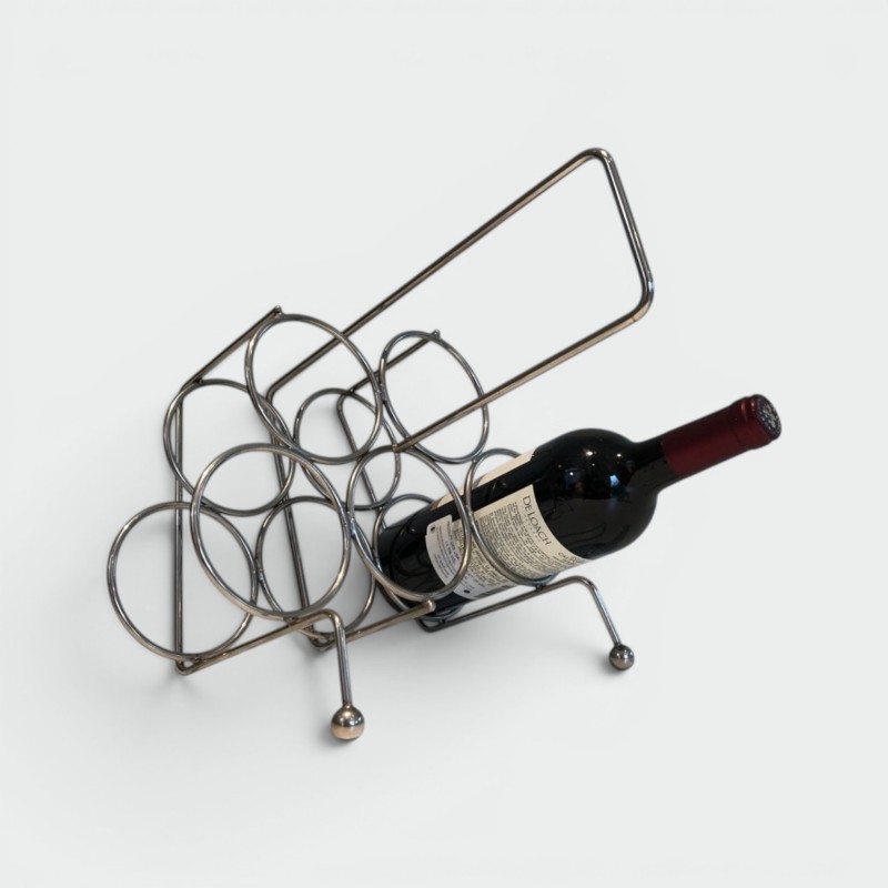 Silver-Plated Twisted Wire Bottle Rack and Carrier, France, circa 1950