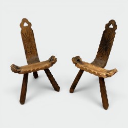 Pair of Chairs Low Brutalist Tripod - Maison Barrois