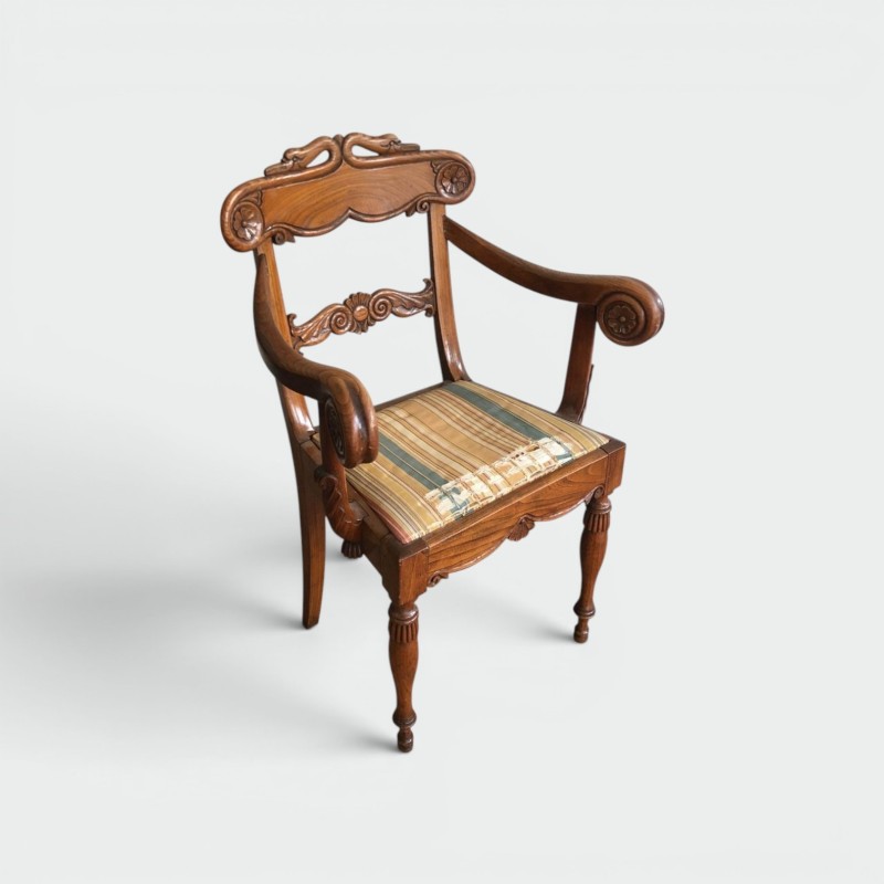 Mahogany Office Armchair English Regency Swan-Neck circa 1830