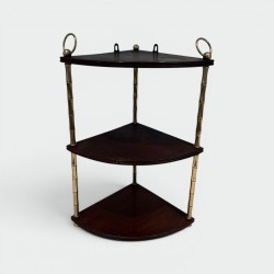 Étagère d’Angle Faux-Bambou Laiton et Acajou, Style Baguès, France, vers 1940 | Maison BARROIS