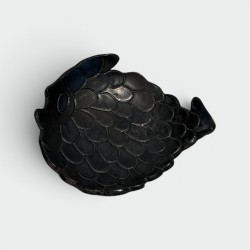 Black Ceramic Fish-Form Vide-Poche, France, circa 1970