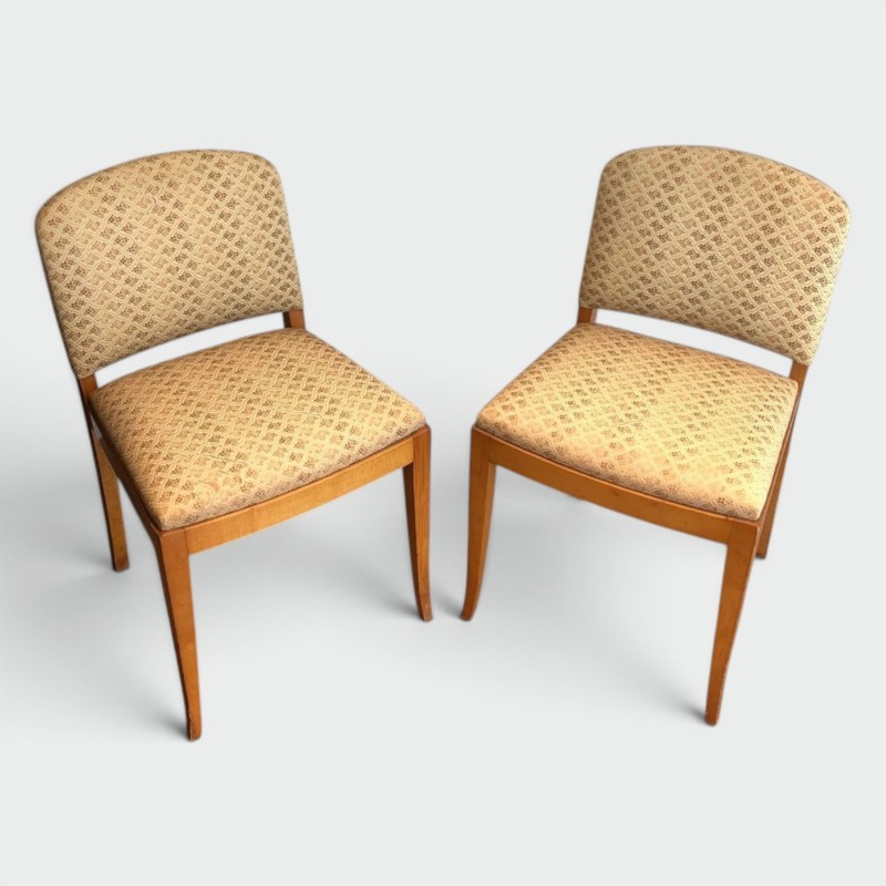 Paire Chaises Art Déco Sycomore Travail Français 1930