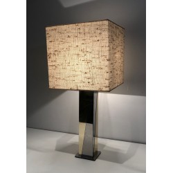 Chrome and Gilt Metal Table Lamp, French Work, circa 1970