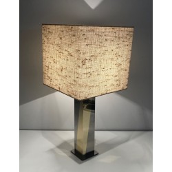Lampe de Table en Chrome et Métal Doré, Travail Français, vers 1970