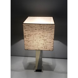 Chrome and Gilt Metal Table Lamp, French Work, circa 1970