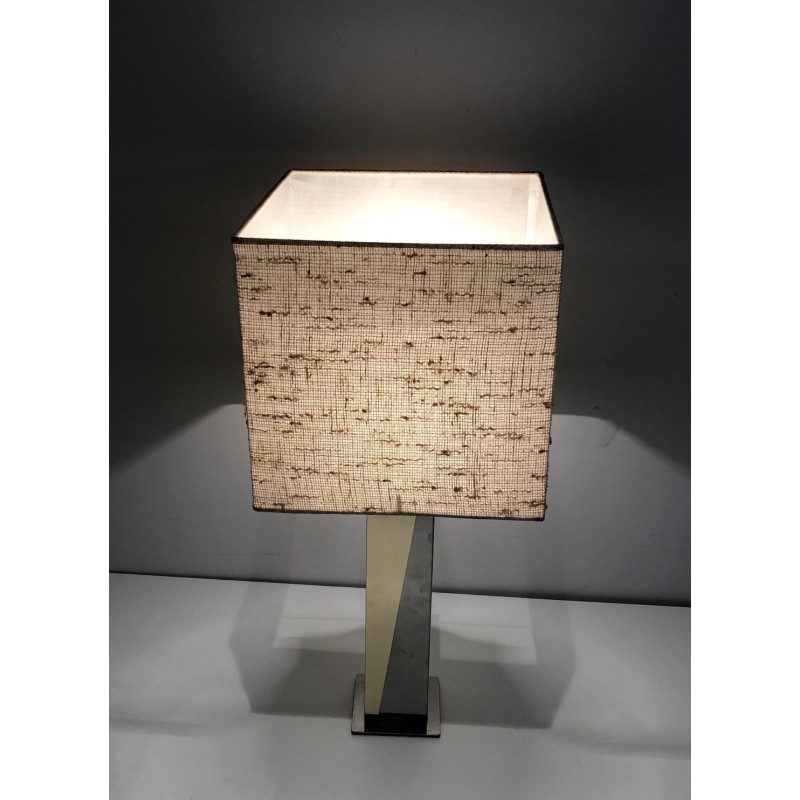 Lampe de Table en Chrome et Métal Doré, Travail Français, vers 1970