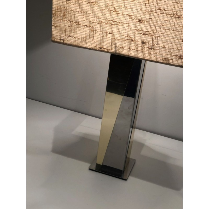 Chrome and Gilt Metal Table Lamp, French Work, circa 1970
