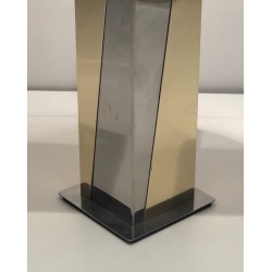 Chrome and Gilt Metal Table Lamp, French Work, circa 1970