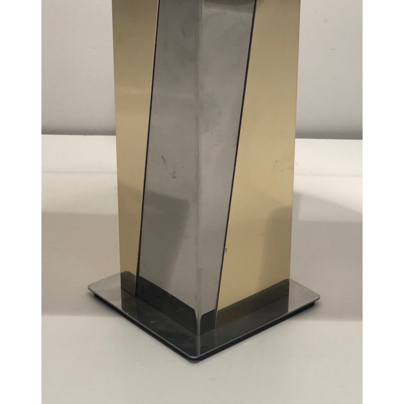 Lampe de Table en Chrome et Métal Doré, Travail Français, vers 1970