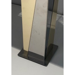 Lampe de Table en Chrome et Métal Doré, Travail Français, vers 1970