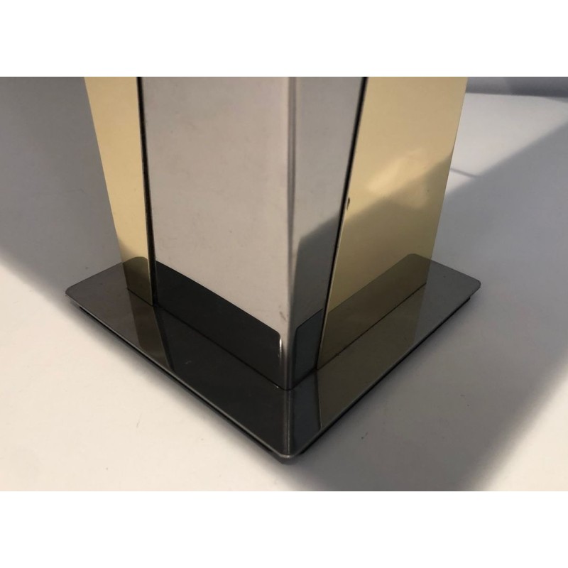 Chrome and Gilt Metal Table Lamp, French Work, circa 1970