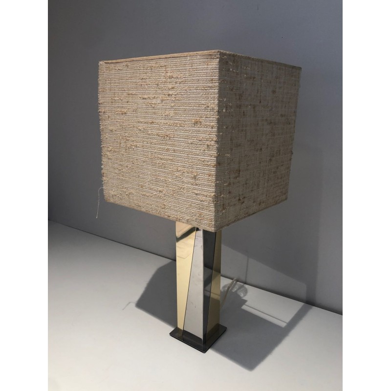 Lampe de Table en Chrome et Métal Doré, Travail Français, vers 1970