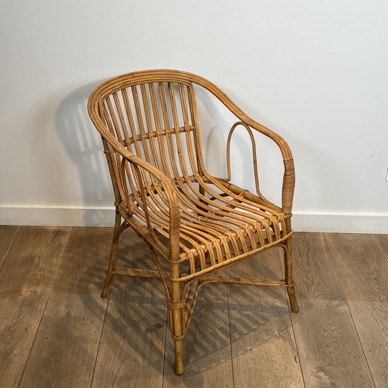 Paire de Fauteuils en Rotin à Dossier Enveloppant, Travail | Maison Barrois