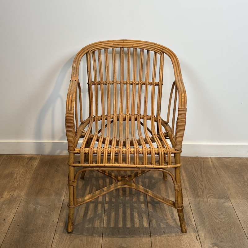 Paire de Fauteuils en Rotin à Dossier Enveloppant, Travail | Maison Barrois