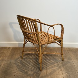 Paire de Fauteuils en Rotin à Dossier Enveloppant, Travail | Maison Barrois
