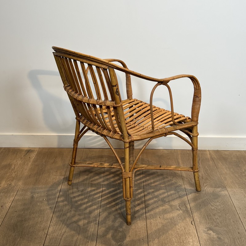 Paire de Fauteuils en Rotin à Dossier Enveloppant, Travail | Maison Barrois