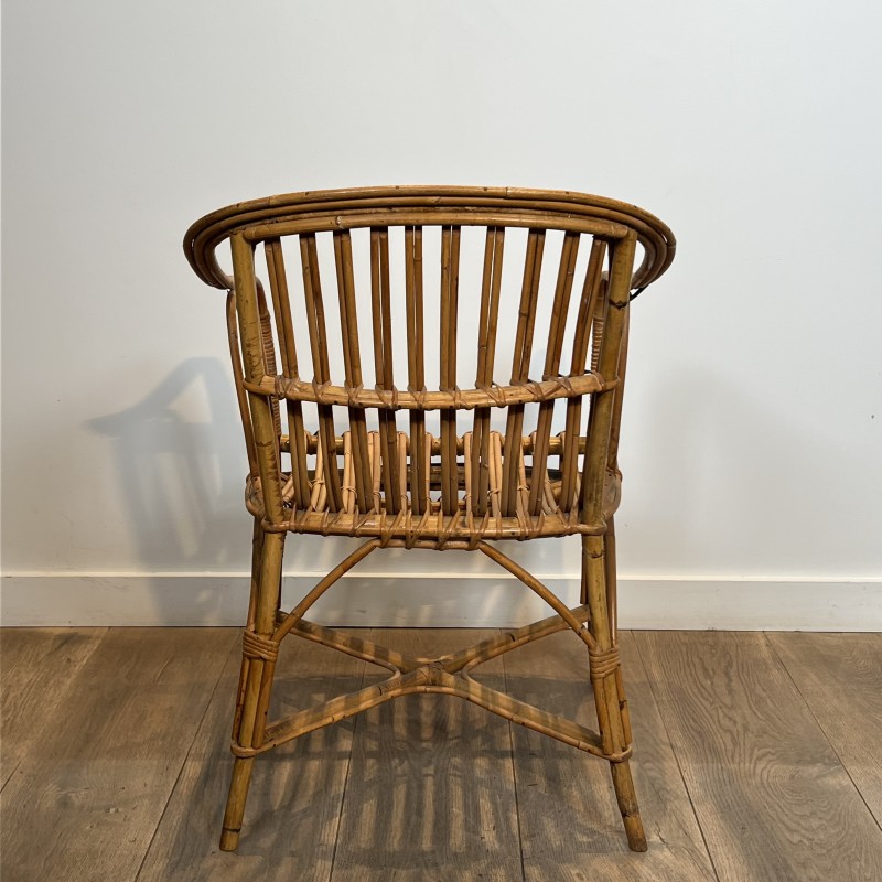 Paire de Fauteuils en Rotin à Dossier Enveloppant, Travail | Maison Barrois