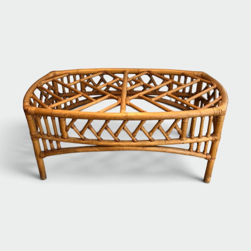 Table Basse en Rotin et Bambou à Décor de Croisillons Ajou | Maison Barrois