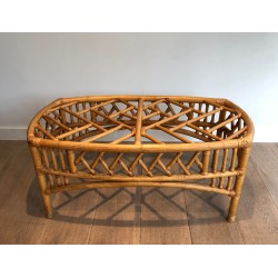 Table Basse en Rotin et Bambou à Décor de Croisillons Ajou | Maison Barrois