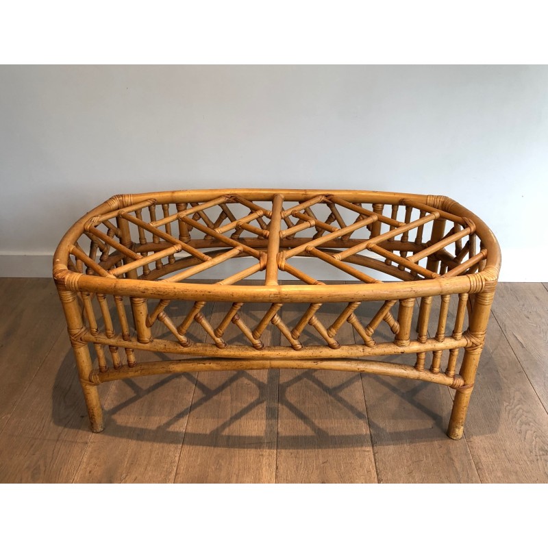 Table Basse en Rotin et Bambou à Décor de Croisillons Ajou | Maison Barrois