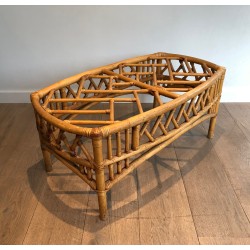 Table Basse en Rotin et Bambou à Décor de Croisillons Ajou | Maison Barrois