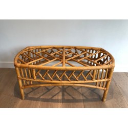 Table Basse en Rotin et Bambou à Décor de Croisillons Ajou | Maison Barrois