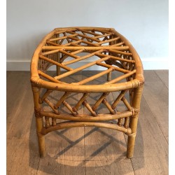 Table Basse en Rotin et Bambou à Décor de Croisillons Ajou | Maison Barrois