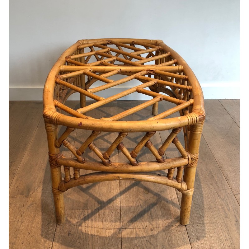 Rattan and Bamboo Coffee Table with Openwork Lattice Decor | Maison Barrois