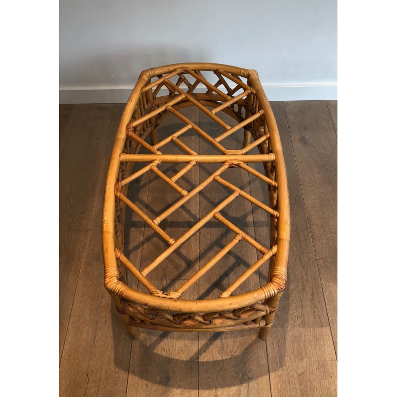Table Basse en Rotin et Bambou à Décor de Croisillons Ajou | Maison Barrois