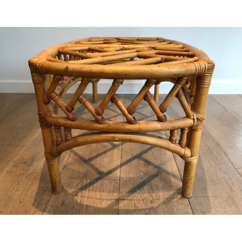 Rattan and Bamboo Coffee Table with Openwork Lattice Decor | Maison Barrois