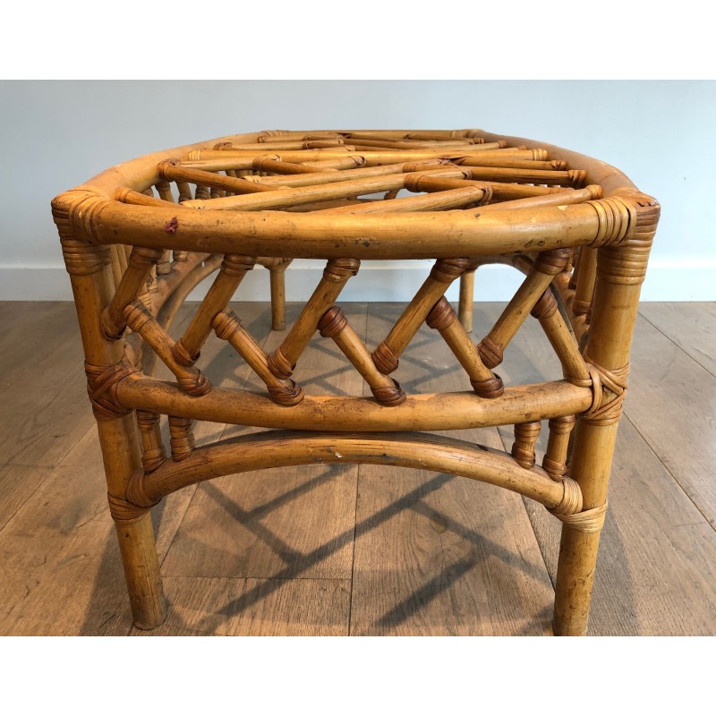Rattan and Bamboo Coffee Table with Openwork Lattice Decor | Maison Barrois