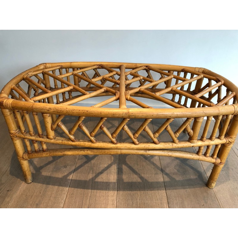 Table Basse en Rotin et Bambou à Décor de Croisillons Ajou | Maison Barrois