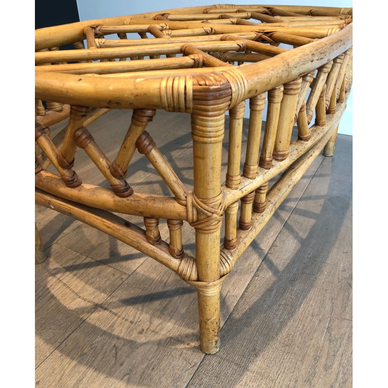 Table Basse en Rotin et Bambou à Décor de Croisillons Ajou | Maison Barrois