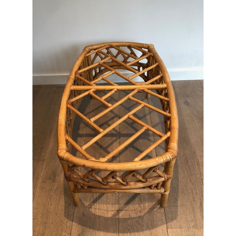 Table Basse en Rotin et Bambou à Décor de Croisillons Ajou | Maison Barrois