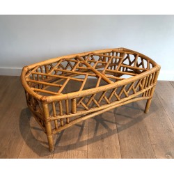 Table Basse en Rotin et Bambou à Décor de Croisillons Ajou | Maison Barrois