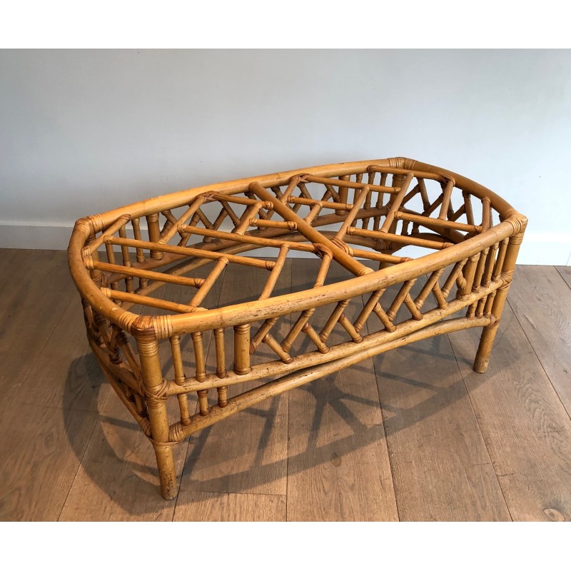 Table Basse en Rotin et Bambou à Décor de Croisillons Ajou | Maison Barrois