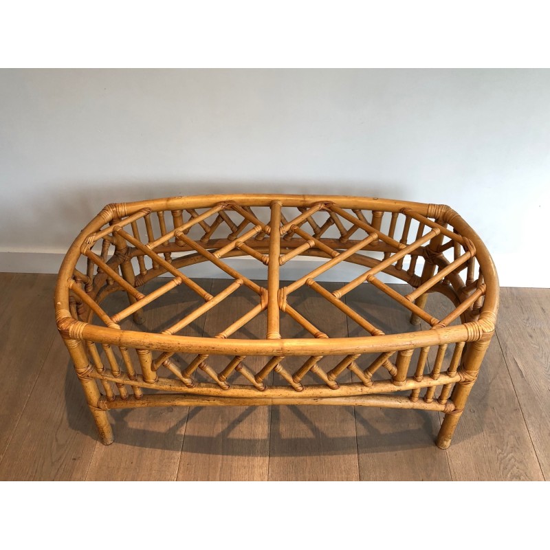 Table Basse en Rotin et Bambou à Décor de Croisillons Ajou | Maison Barrois