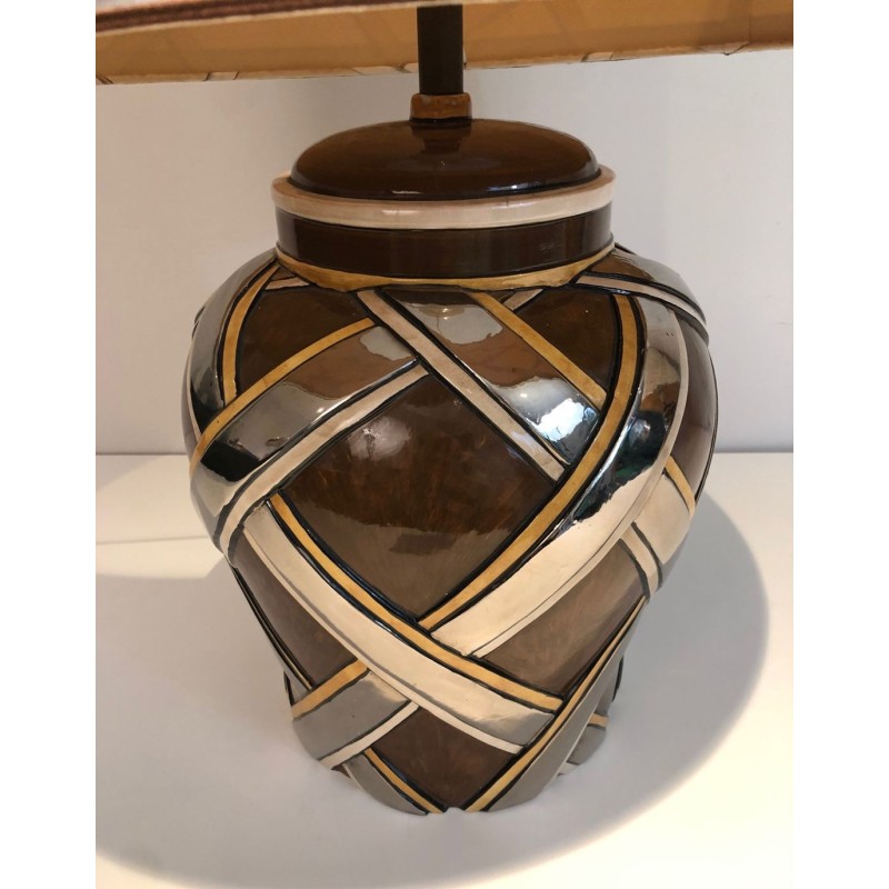 Importante Paire de Lampes en Céramique, Travail Français, vers 1970