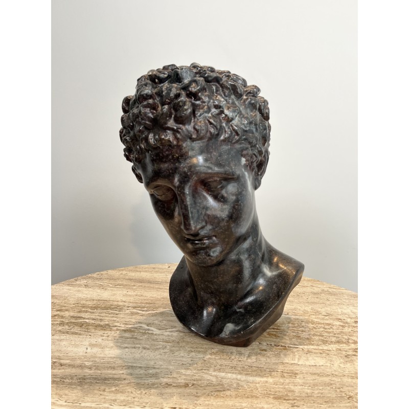 Buste d'Homme Grec à l'Antique en Plâtre Patiné Façon Bron | Maison Barrois