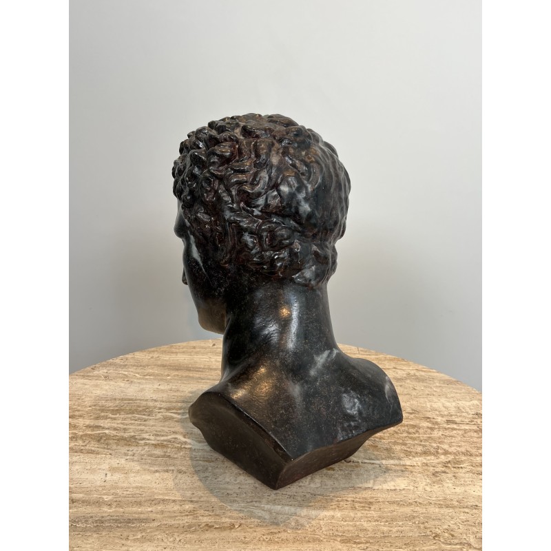 Buste d'Homme Grec à l'Antique en Plâtre Patiné Façon Bron | Maison Barrois