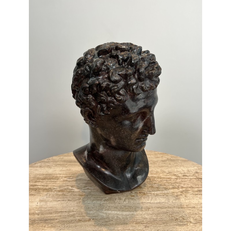 Buste d'Homme Grec à l'Antique en Plâtre Patiné Façon Bron | Maison Barrois