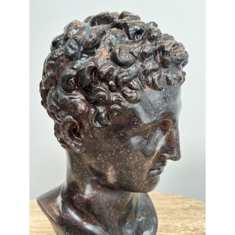Buste d'Homme Grec à l'Antique en Plâtre Patiné Façon Bron | Maison Barrois