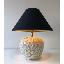 Lampe de Table en Céramique Artichaut, Travail Français, vers 1970