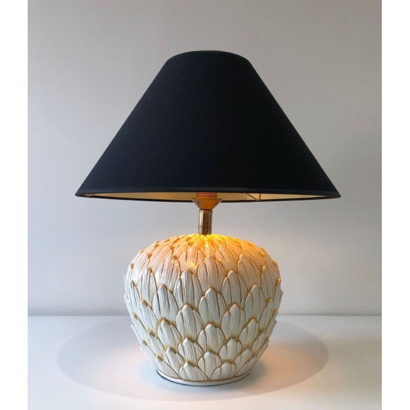 Lampe de Table en Céramique Artichaut, Travail Français, vers 1970