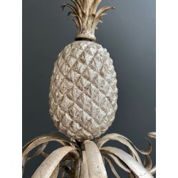 Lustre Ananas en Tôle Patinée Crème et Argentée à Six Lumi | Maison Barrois