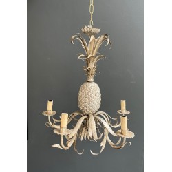 Pineapple Chandelier in Cream and Silvered Patinated Tole | Maison Barrois