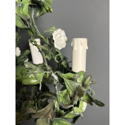Lustre en Tôle Peinte à Décor de Feuillage Vert et Fleurs | Maison Barrois