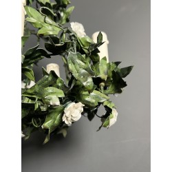 Lustre en Tôle Peinte à Décor de Feuillage Vert et Fleurs | Maison Barrois