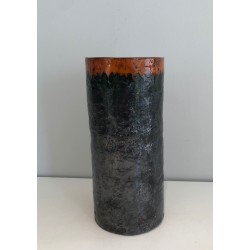 Vase Rouleau en Céramique Brutaliste, Corps Noir Texturé e | Maison Barrois